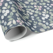 Chic Navy Blue & Eucalyptus Wedding Geschenkpapier (Rolleneckpunkt)