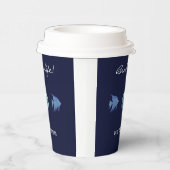 Chic Navy Blue Familienname Muscheln Fish Beach Ho Pappbecher (Rechts)