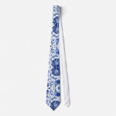 Chic Navy Blue Floral Pattern Krawatte (Vorderseite)