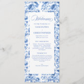 Chic Navy Blue Floral Toile Wedding Program Programm (Vorderseite)