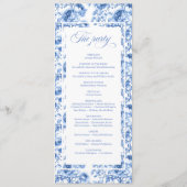 Chic Navy Blue Floral Toile Wedding Program Programm (Rückseite)