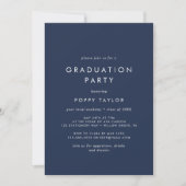 Chic Navy Blue Foto Graduation Party Einladung (Vorderseite)