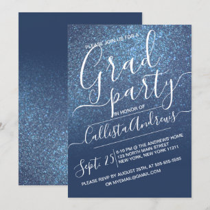 Chic Navy Blue Funkelnd Glitzer Ombre Abschluss Einladung