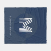 Chic Navy Blue Geometric Modern Monogram Fleecedecke (Vorderseite (Horizontal))