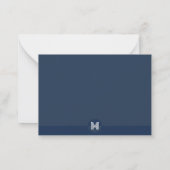 Chic Navy Blue Geometric Modern Monogram Mitteilungskarte (Rückseite)