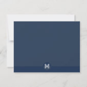 Chic Navy Blue Geometric Modern Monogram Mitteilungskarte (Rückseite)