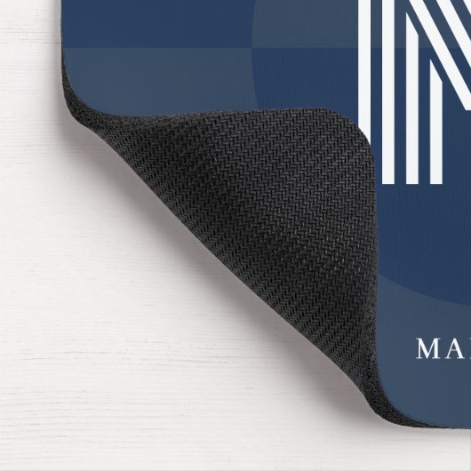 Chic Navy Blue Geometric Modern Monogram Mousepad (Ecke)