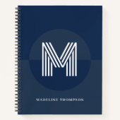 Chic Navy Blue Geometric Modern Monogram Notizblock (Vorderseite)