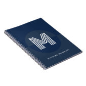 Chic Navy Blue Geometric Modern Monogram Notizblock (Rechte Seite)