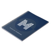 Chic Navy Blue Geometric Modern Monogram Notizblock (Linke Seite)