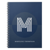 Chic Navy Blue Geometric Modern Monogram Notizblock (Vorderseite)