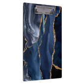 Chic Navy Blue Glitzer Agate Geode Monogram Klemmbrett (Rechts)