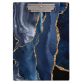 Chic Navy Blue Glitzer Agate Geode Monogram Klemmbrett (Vorderseite)