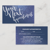Chic Navy Blue Glitzer Gradient Typografie Terminkarte (Vorne/Hinten)