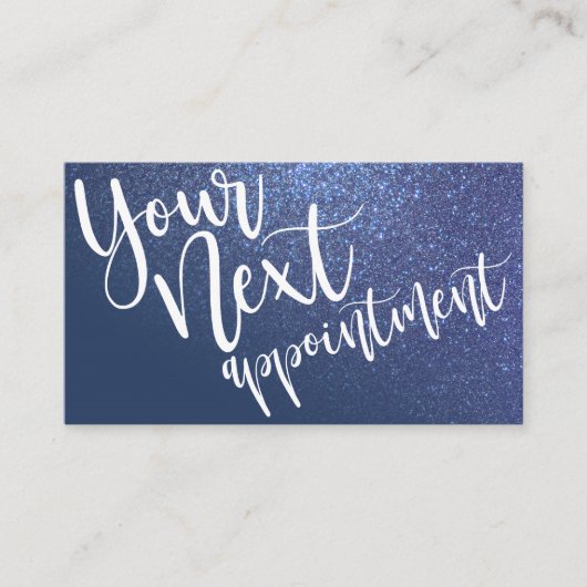 Chic Navy Blue Glitzer Gradient Typografie Terminkarte (Vorderseite)