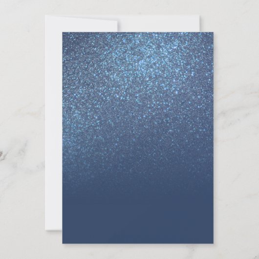 Chic Navy Blue Glitzer Ombre Foto Abschluss Einladung (Rückseite)