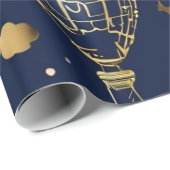 Chic Navy Blue Gold Balloon feiert Geburtstag Geschenkpapier (Rolleneckpunkt)