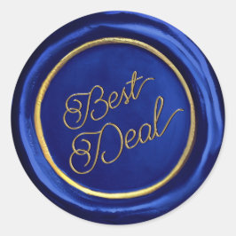 Chic Navy Blue & Gold Best Deal Wax Siegel Sticker