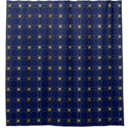 Chic Navy Blue Gold Deko Geometric Pattern Luxus Duschvorhang