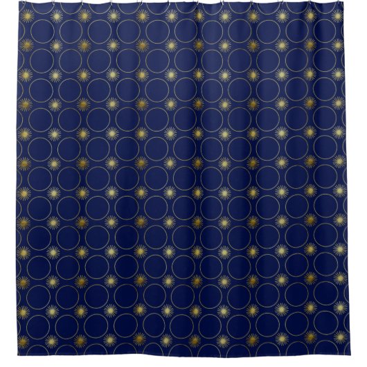 Chic Navy Blue Gold Deko Geometric Pattern Luxus Duschvorhang (Vorderseite)