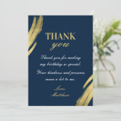 Chic Navy Blue Gold Elegante Geburtstag Einladung (Stehend Vorderseite)