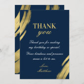 Chic Navy Blue Gold Elegante Geburtstag Einladung (Vorne/Hinten)