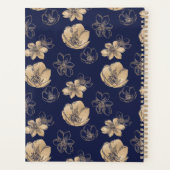 Chic Navy Blue Gold Foil Muster Planer (Rückseite)