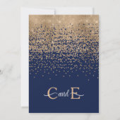Chic Navy Blue Gold Glitzer Confetti Wedding Einladung (Rückseite)