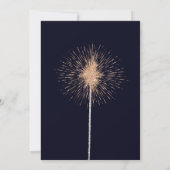 Chic Navy Blue Gold Glitzer Sparkler Silvester Einladung (Rückseite)