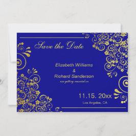 Chic Navy Blue Gold Save the Date Hochzeit