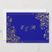 Chic Navy Blue Gold Save the Date Hochzeit (Rückseite)