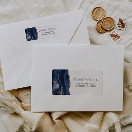 Chic Navy Blue Gold Wedding Rücksendeadresse
