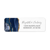 Chic Navy Blue Gold Wedding Rücksendeadresse (Vorne)