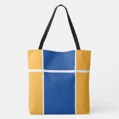 Chic Navy Blue Golden Yellow Split Racing Stripes Tasche (Rückseite)