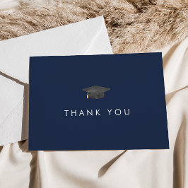 Chic Navy Blue Grad Cap Abschluss Danke Karte