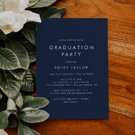 Chic Navy Blue Graduation Party Einladung