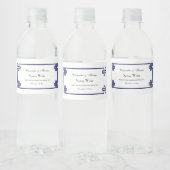 Chic Navy Blue Griechischer Tastenrahmen Wasserflaschenetikett