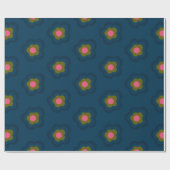 Chic Navy Blue Hot Pink Blumenzettel Geburtstag Geschenkpapier (Flach)