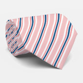 Chic Navy Blue Light Blush Pink Stripes Muster Krawatte (Gerollt)