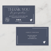 Chic navy blue logo skriptum danke visitenkarte (Vorne/Hinten)