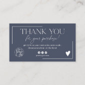 Chic navy blue logo skriptum danke visitenkarte (Vorderseite)