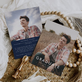 Chic Navy Blue Message and Foto Abschluss Ankündigung