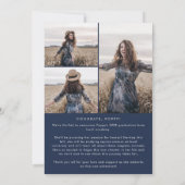 Chic Navy Blue Message Foto Collage Abschluss Ankündigung (Rückseite)