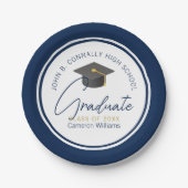 Chic Navy Blue Modern 2025 Graduation Party Pappteller (Vorderseite)