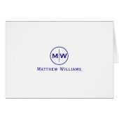 Chic Navy Blue Modern Circle Two Monogram Initial (Vorderseite (Horizontal))