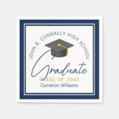 Chic Navy Blue Modern Graduation Party Serviette (Vorderseite)