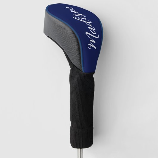 Chic Navy Blue Name Custom Handwritten Script Golf Headcover (angewinkelt)