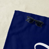 Chic Navy Blue Name Custom Handwritten Script Strandtuch (Beispiel)