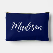 Chic Navy Blue Name Custom Handwritten Script Zubehörtasche (Vorderseite)