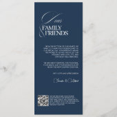 Chic Navy Blue Old Money Wedding Dinner Menu Card Menükarte (Rückseite)